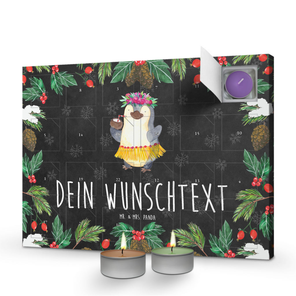 Personalisierter Duftkerzen Adventskalender Pinguin Kokosnuss Personalisierter Duftkerzen Adventskalender, Pinguin, Aloha, Hawaii, Urlaub, Kokosnuss, Pinguine