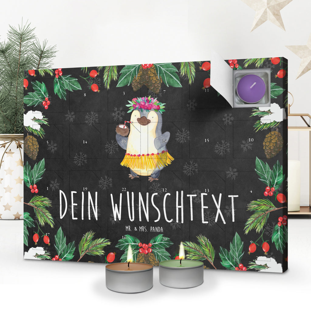 Personalisierter Duftkerzen Adventskalender Pinguin Kokosnuss Personalisierter Duftkerzen Adventskalender, Pinguin, Aloha, Hawaii, Urlaub, Kokosnuss, Pinguine