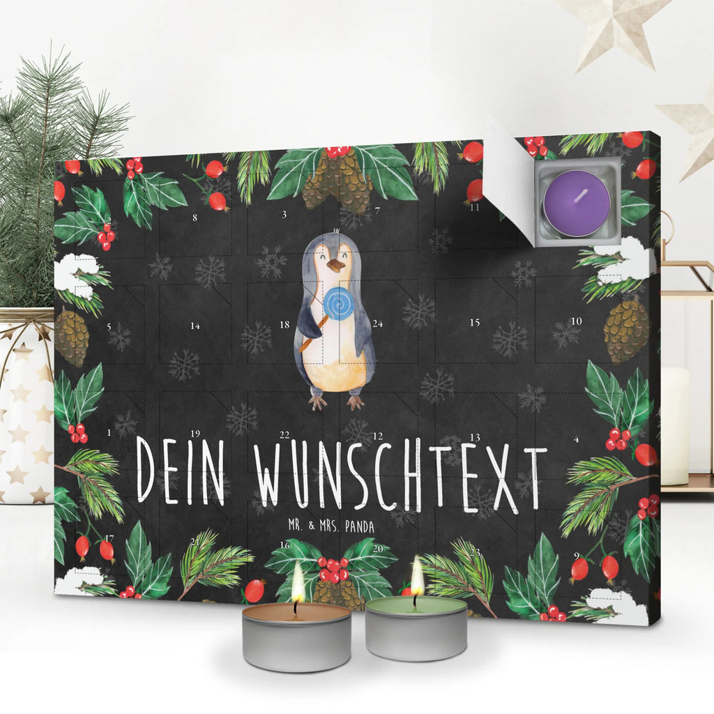 Personalisierter Duftkerzen Adventskalender Pinguin Lolli Personalisierter Duftkerzen Adventskalender, Pinguin, Pinguine, Lolli, Süßigkeiten, Blödsinn, Spruch, Rebell, Gauner, Ganove, Rabauke