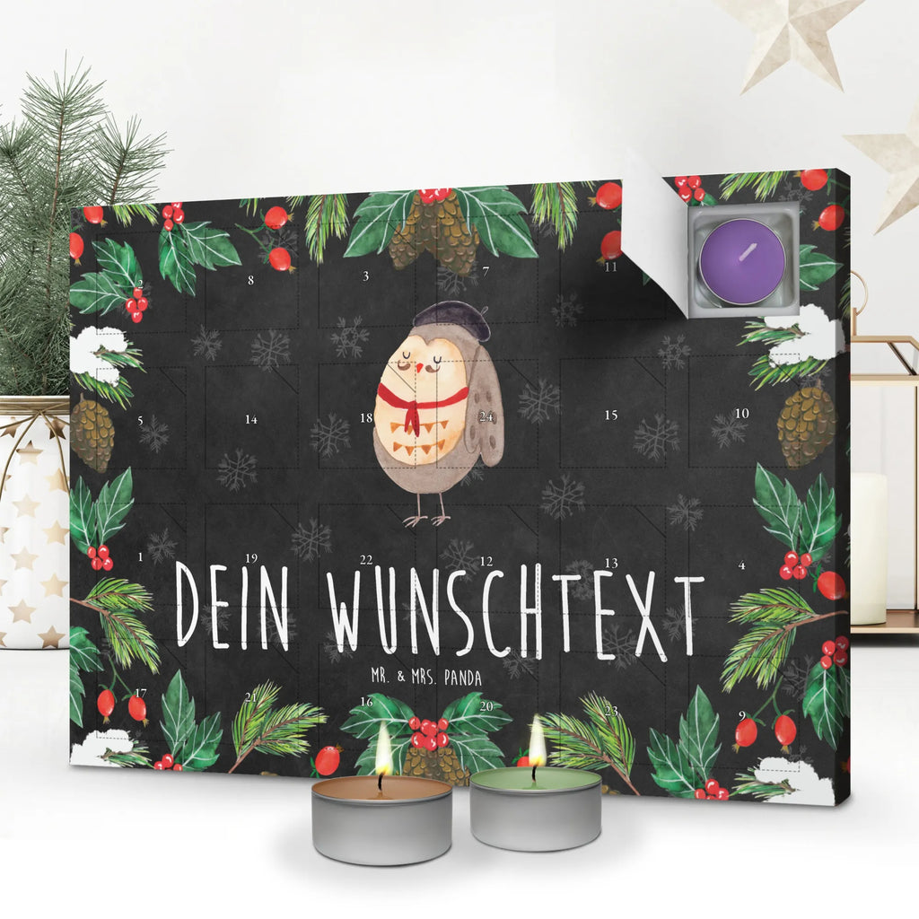 Personalisierter Duftkerzen Adventskalender Eule Frankreich Personalisierter Duftkerzen Adventskalender, Eule, Eulen, Eule Deko, Owl, hibou, La vie est belle, das Leben ist schön, Spruch schön, Spruch Französisch, Frankreich