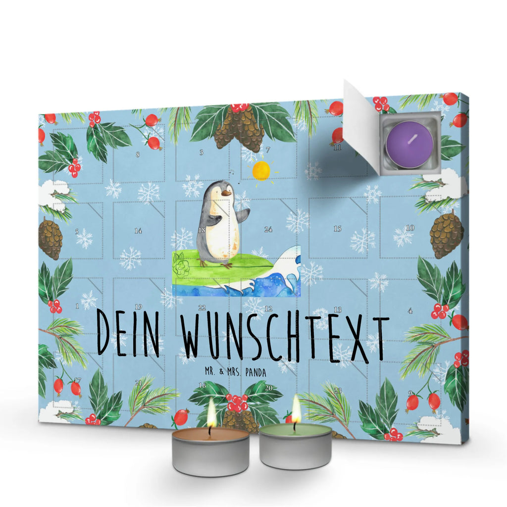 Personalisierter Duftkerzen Adventskalender Pinguin Surfer Personalisierter Duftkerzen Adventskalender, Pinguin, Pinguine, surfen, Surfer, Hawaii, Urlaub, Wellen, Wellen reiten, Portugal