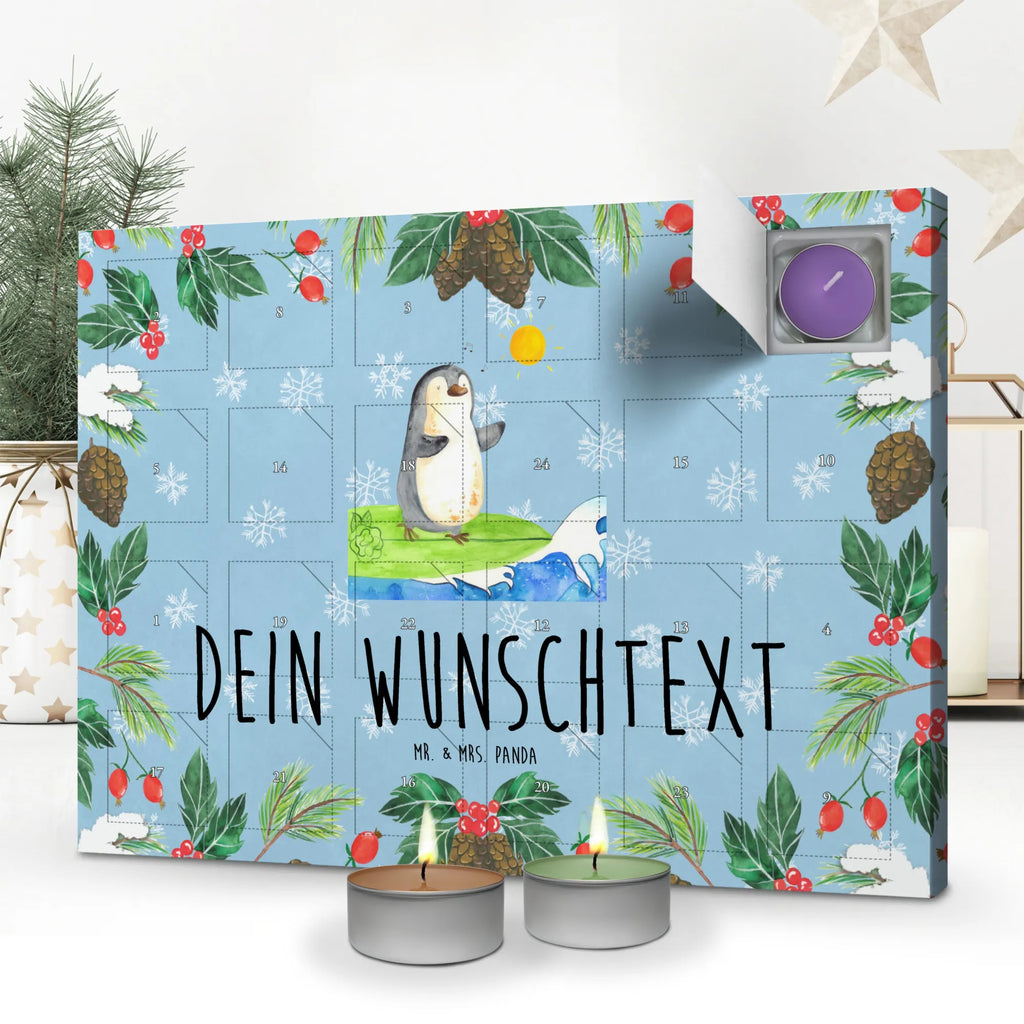 Personalisierter Duftkerzen Adventskalender Pinguin Surfer Personalisierter Duftkerzen Adventskalender, Pinguin, Pinguine, surfen, Surfer, Hawaii, Urlaub, Wellen, Wellen reiten, Portugal