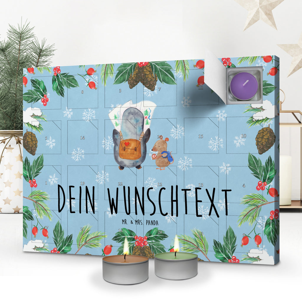 Personalisierter Duftkerzen Adventskalender Pinguin & Maus Wanderer Personalisierter Duftkerzen Adventskalender, Pinguin, Pinguine, Abenteurer, Abenteuer, Roadtrip, Ausflug, Wanderlust, wandern