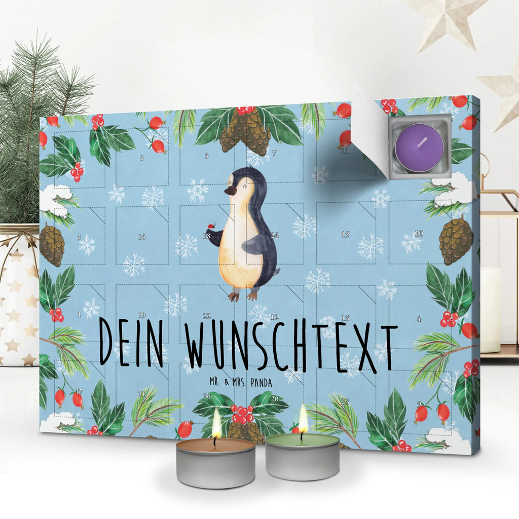 Personalisierter Duftkerzen Adventskalender Pinguin Marienkäfer Personalisierter Duftkerzen Adventskalender, Pinguin, Pinguine, Marienkäfer, Liebe, Wunder, Glück, Freude, Lebensfreude