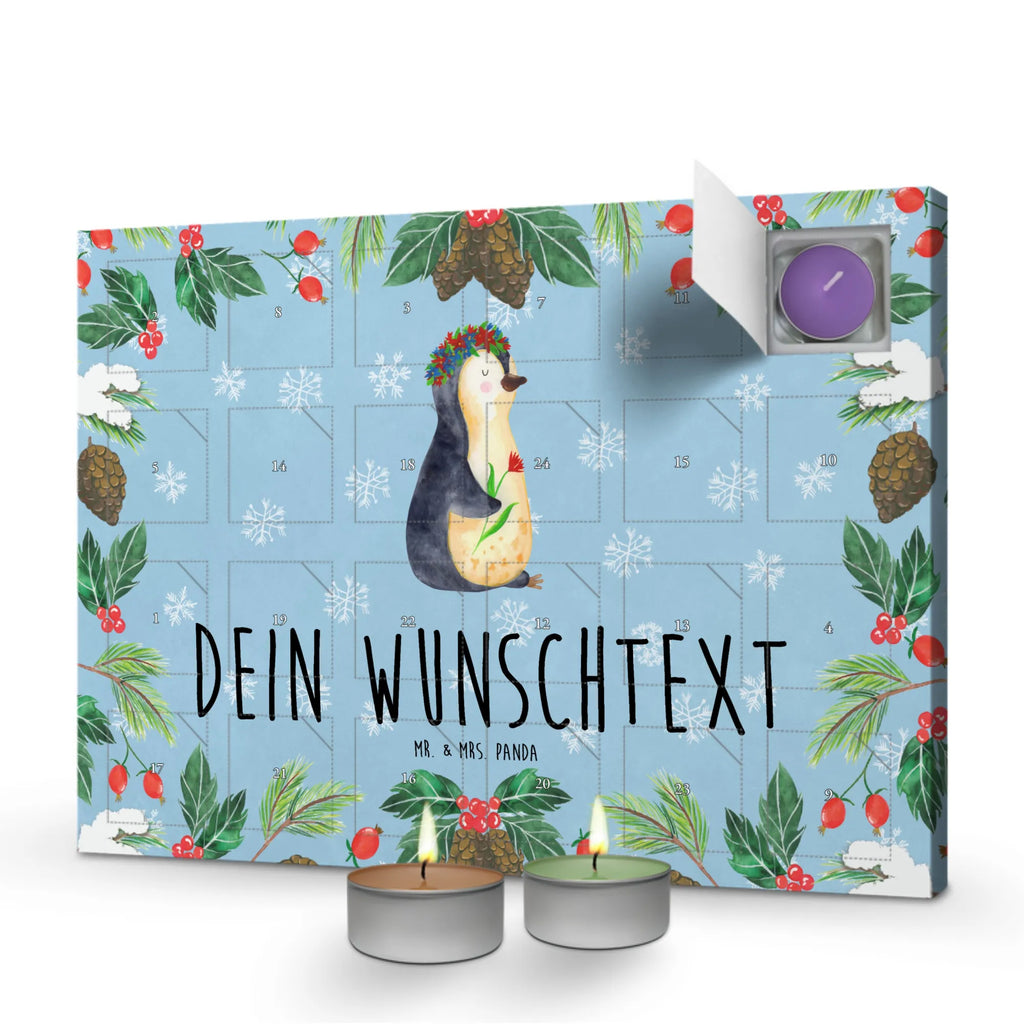 Personalisierter Duftkerzen Adventskalender Pinguin Blumen Personalisierter Duftkerzen Adventskalender, Pinguin, Pinguine, Blumenkranz, Universum, Leben, Wünsche, Ziele, Lebensziele, Motivation, Lebenslust, Liebeskummer, Geschenkidee