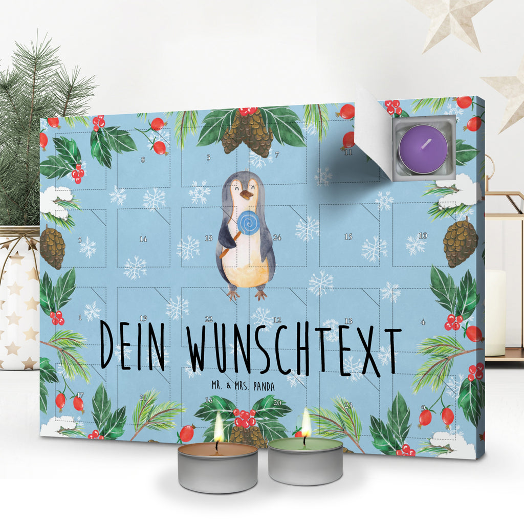 Personalisierter Duftkerzen Adventskalender Pinguin Lolli Personalisierter Duftkerzen Adventskalender, Pinguin, Pinguine, Lolli, Süßigkeiten, Blödsinn, Spruch, Rebell, Gauner, Ganove, Rabauke