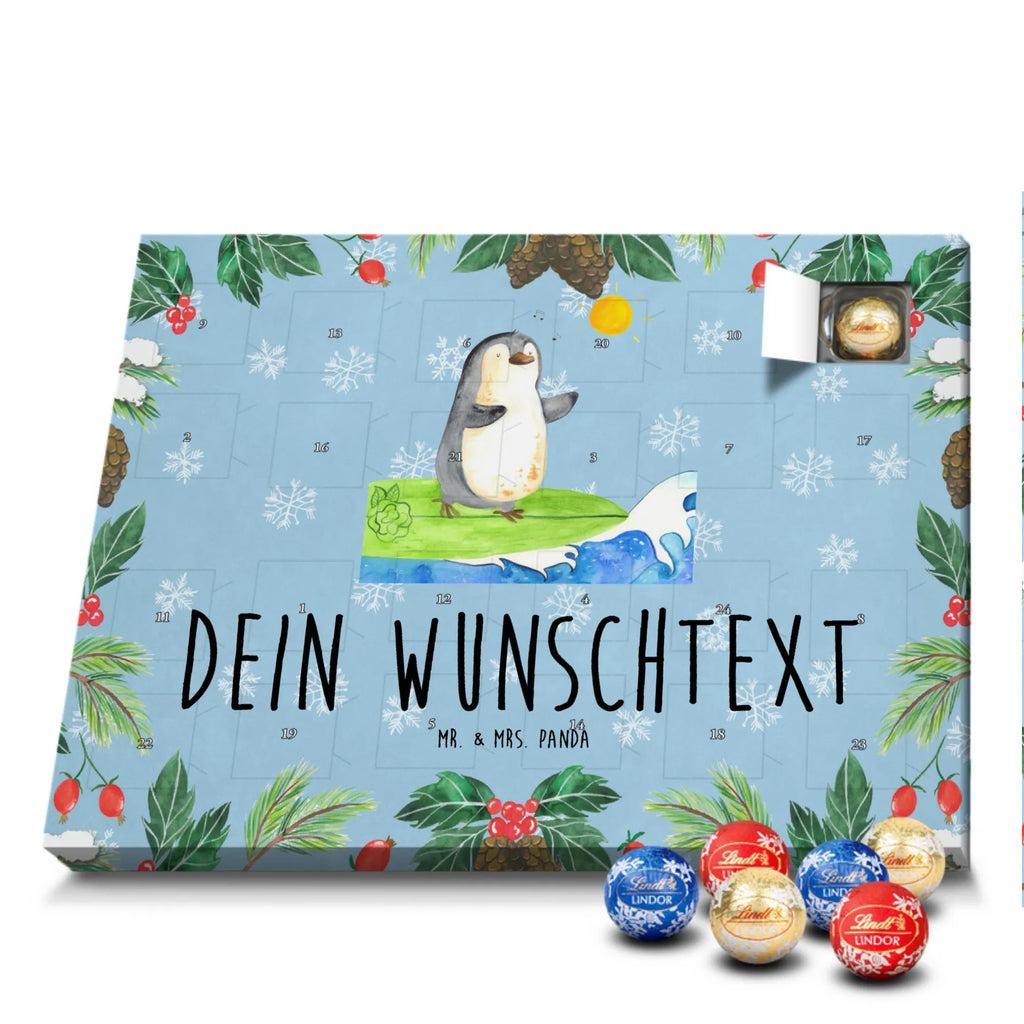 Personalisierter Kugel Markenschokolade Adventskalender Pinguin Surfer Personalisierter Kugel Markenschokolade Adventskalender, Pinguin, Pinguine, surfen, Surfer, Hawaii, Urlaub, Wellen, Wellen reiten, Portugal