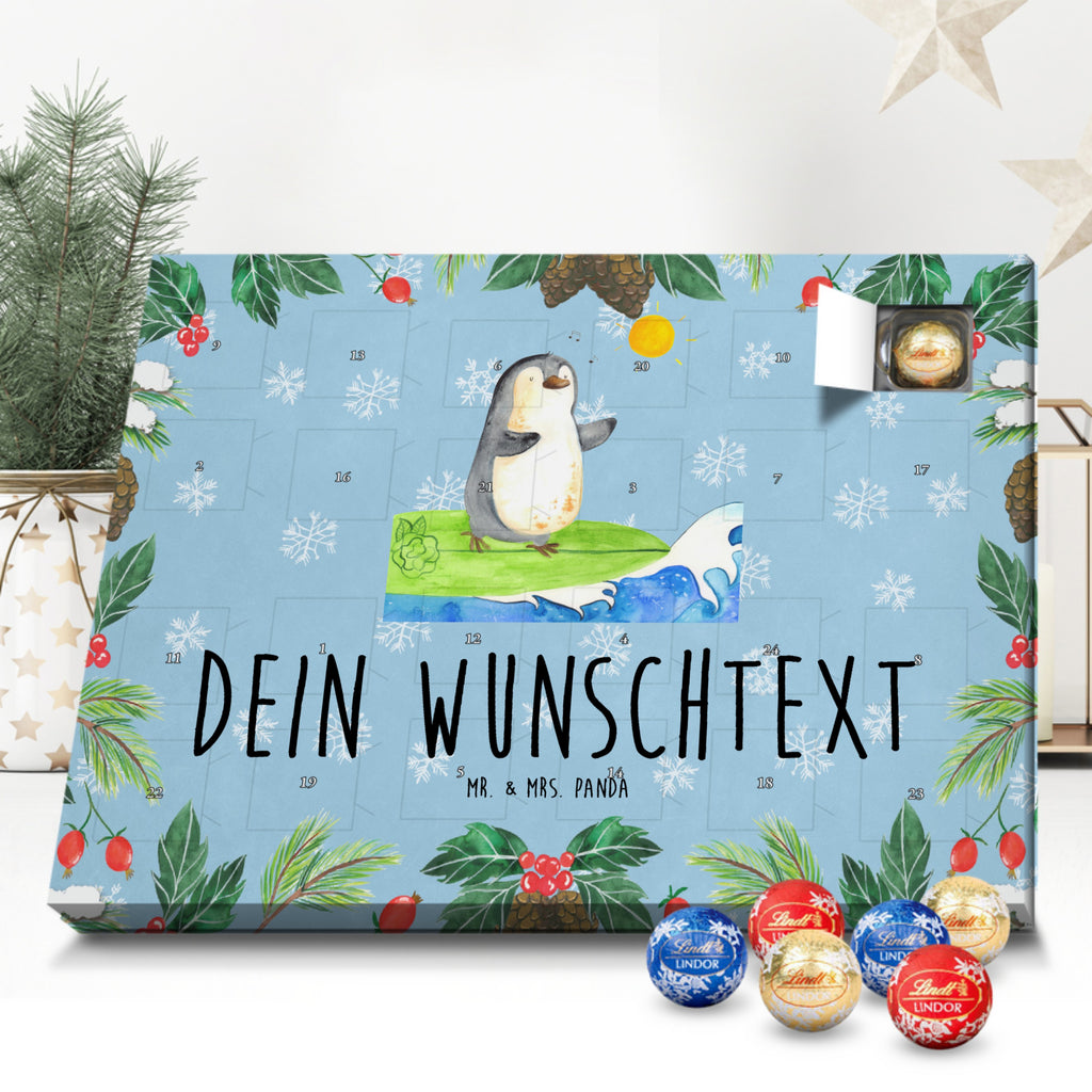 Personalisierter Kugel Markenschokolade Adventskalender Pinguin Surfer Personalisierter Kugel Markenschokolade Adventskalender, Pinguin, Pinguine, surfen, Surfer, Hawaii, Urlaub, Wellen, Wellen reiten, Portugal