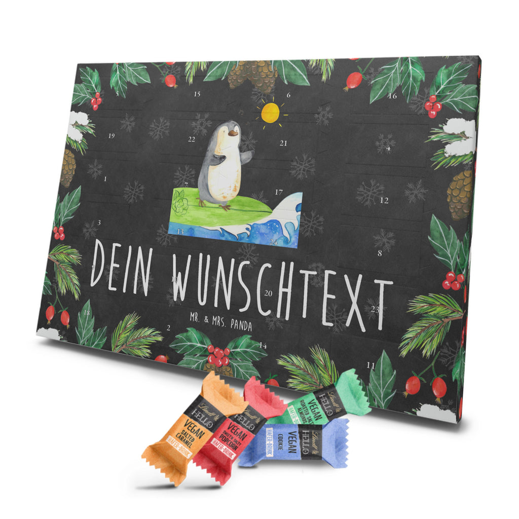 Personalisierter veganer Adventskalender Pinguin Surfer Personalisierter veganer Adventskalender, Pinguin, Pinguine, surfen, Surfer, Hawaii, Urlaub, Wellen, Wellen reiten, Portugal