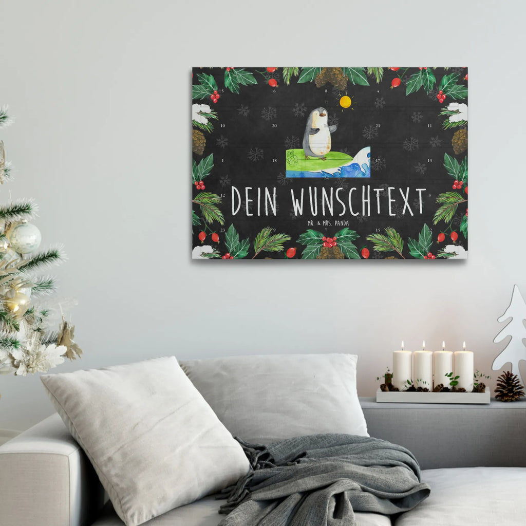 Personalisierter Tee Adventskalender Pinguin Surfer Personalisierter Tee Adventskalender, Pinguin, Pinguine, surfen, Surfer, Hawaii, Urlaub, Wellen, Wellen reiten, Portugal