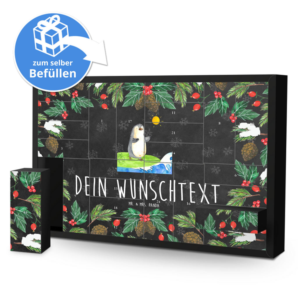 Personalisierter Befüllbarer Adventskalender Pinguin Surfer Befüllbarer Adventskalender, Adventskalender zum selbst befüllen, Pinguin, Pinguine, surfen, Surfer, Hawaii, Urlaub, Wellen, Wellen reiten, Portugal