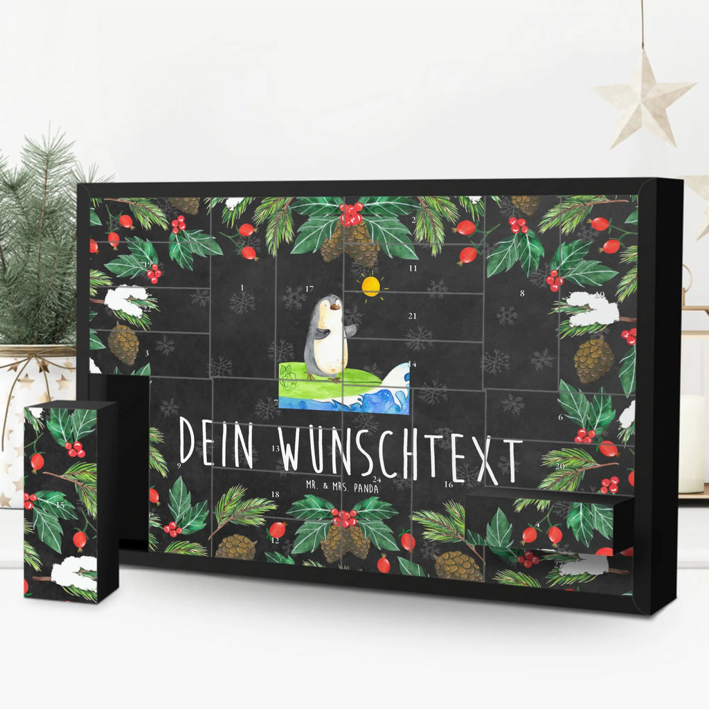 Personalisierter Befüllbarer Adventskalender Pinguin Surfer Befüllbarer Adventskalender, Adventskalender zum selbst befüllen, Pinguin, Pinguine, surfen, Surfer, Hawaii, Urlaub, Wellen, Wellen reiten, Portugal