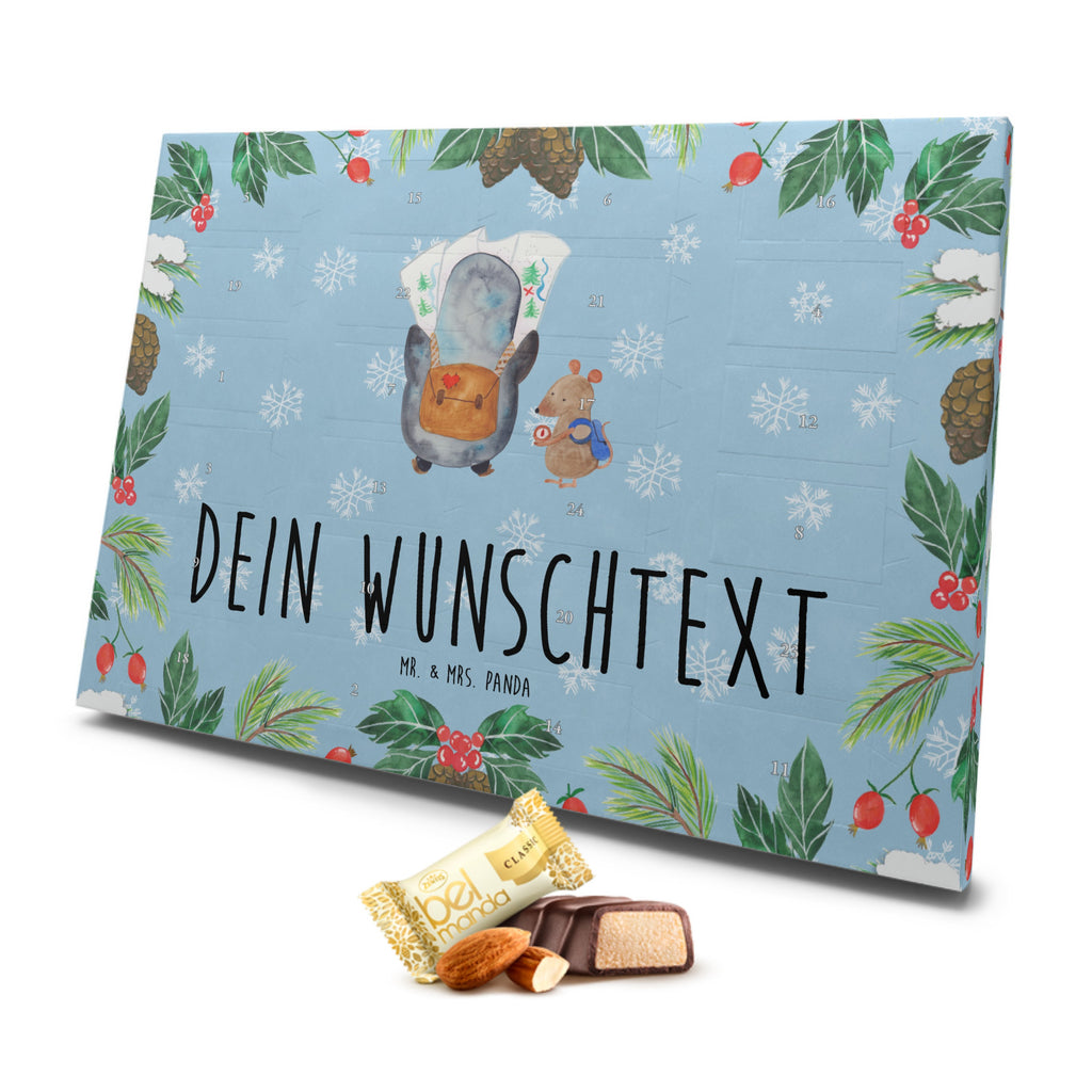 Personalisierter Marzipan Adventskalender Pinguin & Maus Wanderer Personalisierter Marzipan Adventskalender, Pinguin, Pinguine, Abenteurer, Abenteuer, Roadtrip, Ausflug, Wanderlust, wandern