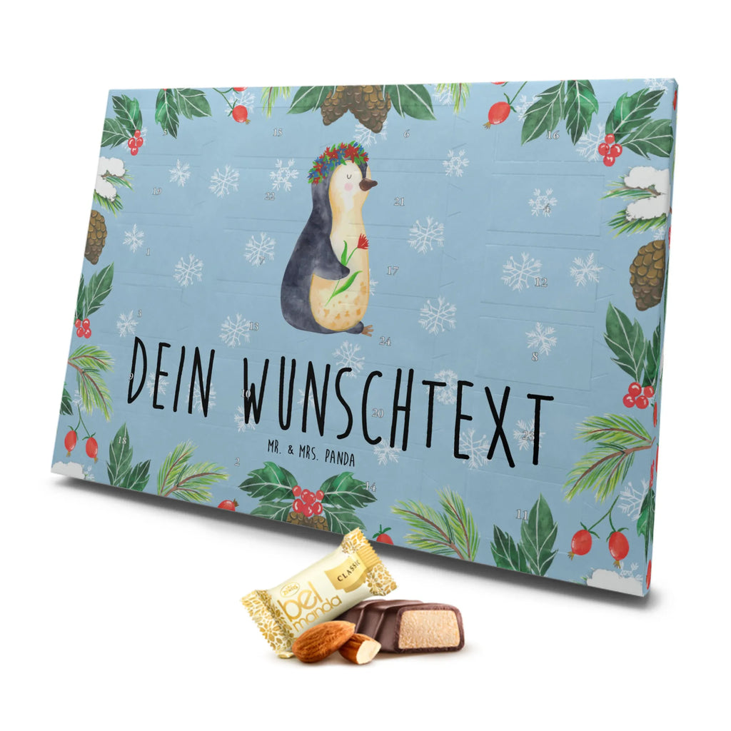 Personalisierter Marzipan Adventskalender Pinguin Blumen Personalisierter Marzipan Adventskalender, Pinguin, Pinguine, Blumenkranz, Universum, Leben, Wünsche, Ziele, Lebensziele, Motivation, Lebenslust, Liebeskummer, Geschenkidee