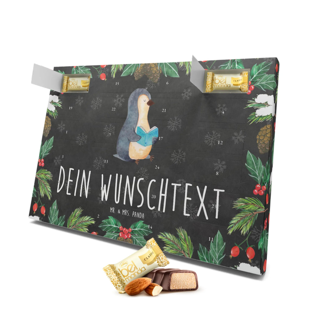 Personalisierter Marzipan Adventskalender Pinguin Buch Personalisierter Marzipan Adventskalender, Pinguin, Pinguine, Buch, Lesen, Bücherwurm, Nichtstun, Faulenzen, Ferien, Urlaub, Freizeit