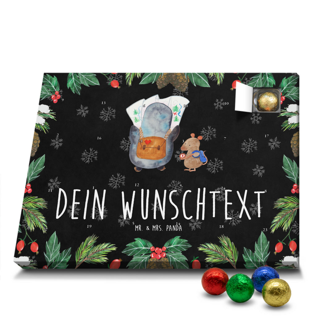 Personalisierter Schoko Adventskalender Pinguin & Maus Wanderer Personalisierter Adventskalender, Adventskalender mit Namen, Pinguin, Pinguine, Abenteurer, Abenteuer, Roadtrip, Ausflug, Wanderlust, wandern