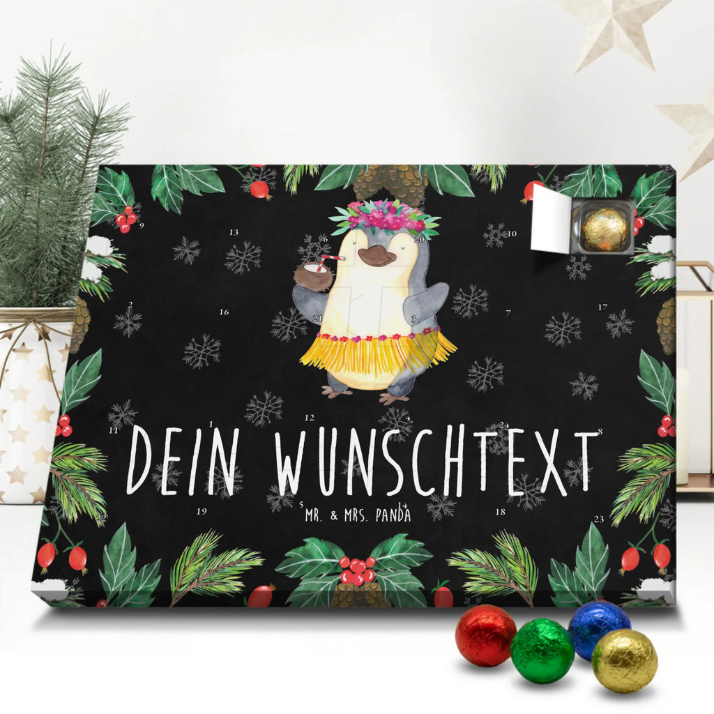 Personalisierter Schoko Adventskalender Pinguin Kokosnuss Personalisierter Adventskalender, Adventskalender mit Namen, Pinguin, Aloha, Hawaii, Urlaub, Kokosnuss, Pinguine