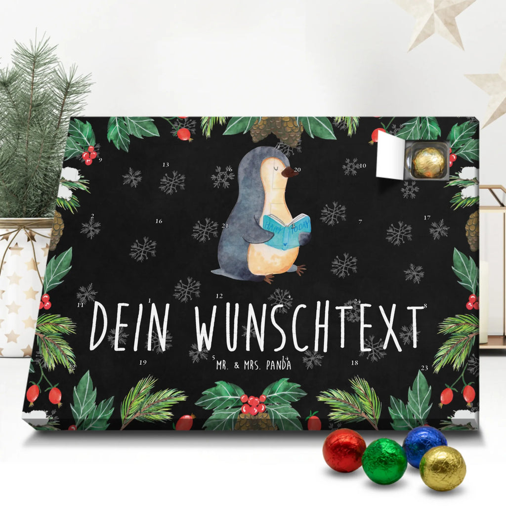 Personalisierter Schoko Adventskalender Pinguin Buch Personalisierter Adventskalender, Adventskalender mit Namen, Pinguin, Pinguine, Buch, Lesen, Bücherwurm, Nichtstun, Faulenzen, Ferien, Urlaub, Freizeit