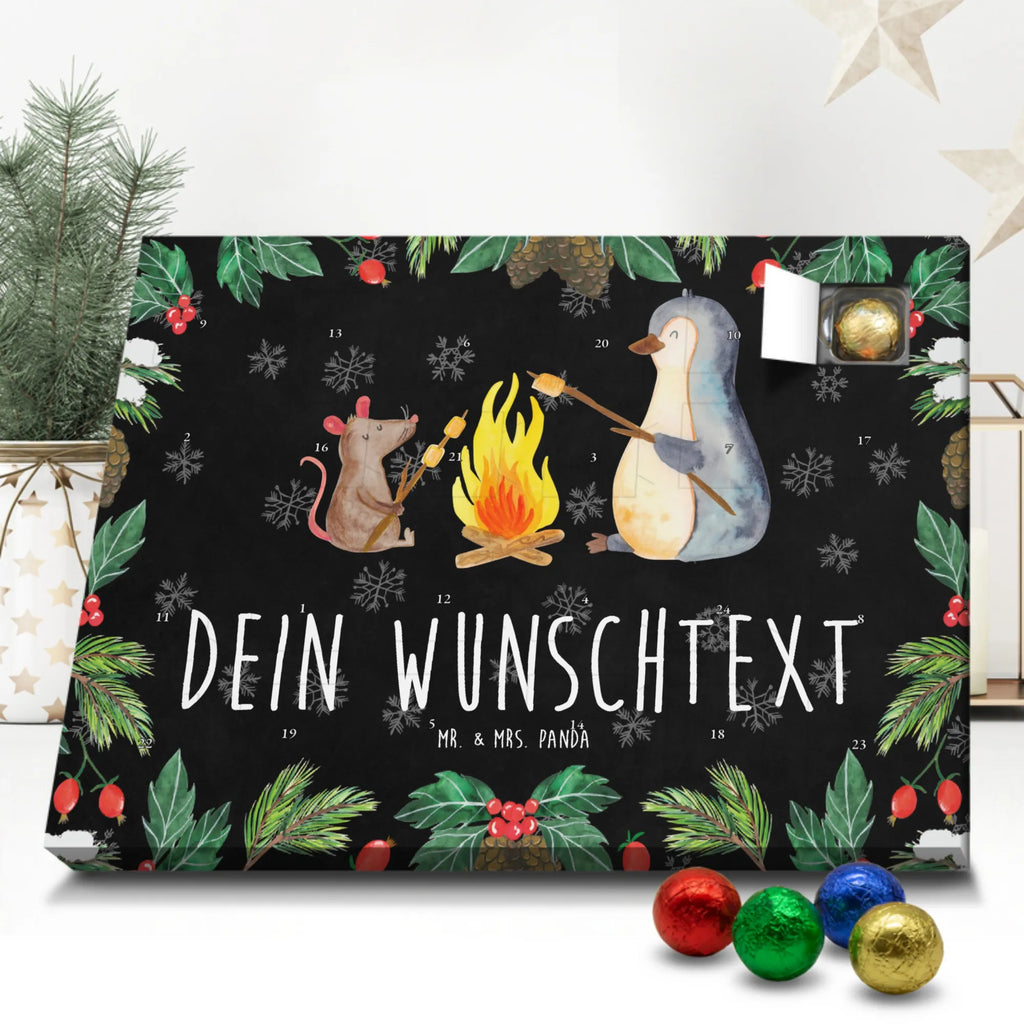 Personalisierter Schoko Adventskalender Pinguin Lagerfeuer Personalisierter Adventskalender, Adventskalender mit Namen, Pinguin, Maus, Pinguine, Lagerfeuer, Leben, Arbeit, Job, Motivation, Büro, Büroalltag, Lebensspruch, Lebensmotivation, Neustart, Liebe, grillen, Feuer, Marshmallows