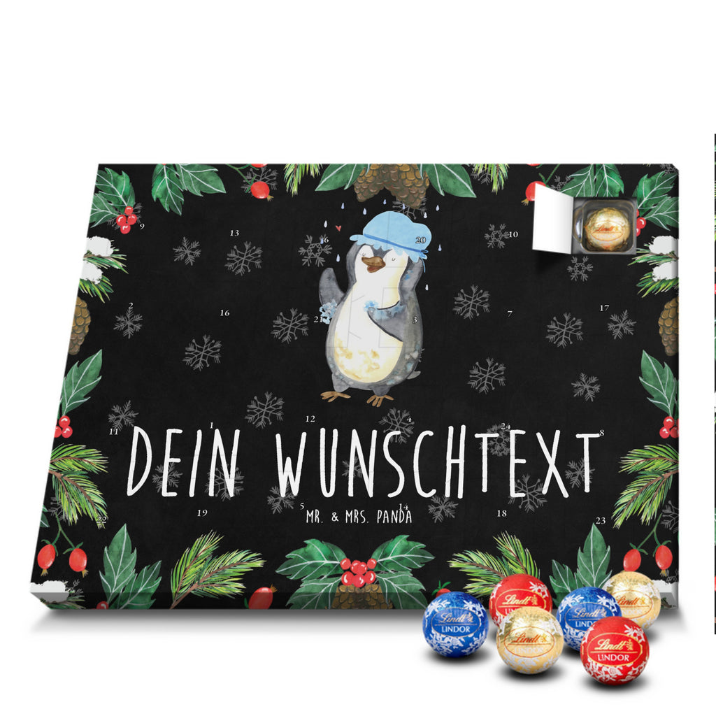 Personalisierter Kugel Markenschokolade Adventskalender Pinguin Duschen Personalisierter Kugel Markenschokolade Adventskalender, Pinguin, Pinguine, Dusche, duschen, Lebensmotto, Motivation, Neustart, Neuanfang, glücklich sein