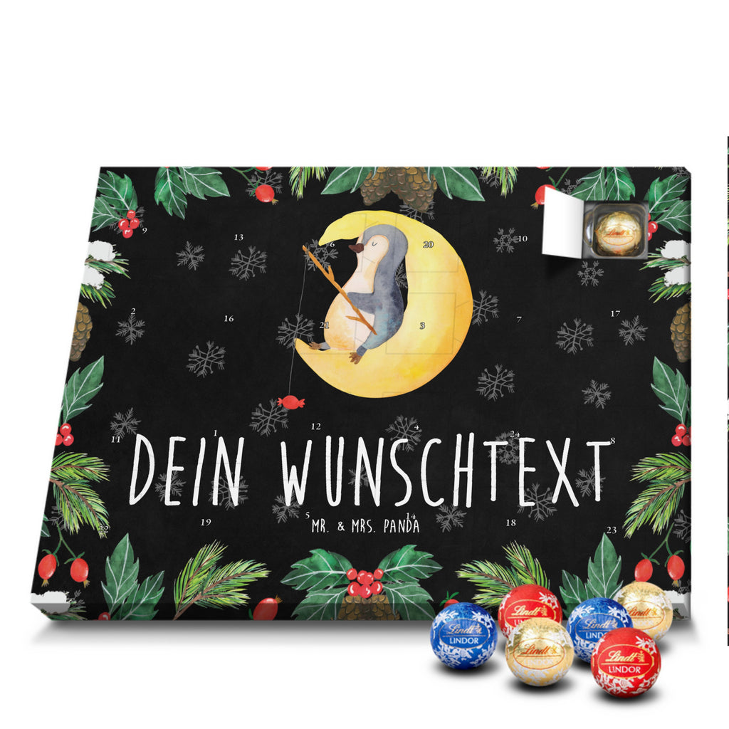 Personalisierter Kugel Markenschokolade Adventskalender Pinguin Mond Personalisierter Kugel Markenschokolade Adventskalender, Pinguin, Pinguine, Spruch, schlafen, Nachtruhe, Einschlafen, Schlafzimmer, Schlafstörungen, Gästezimmer