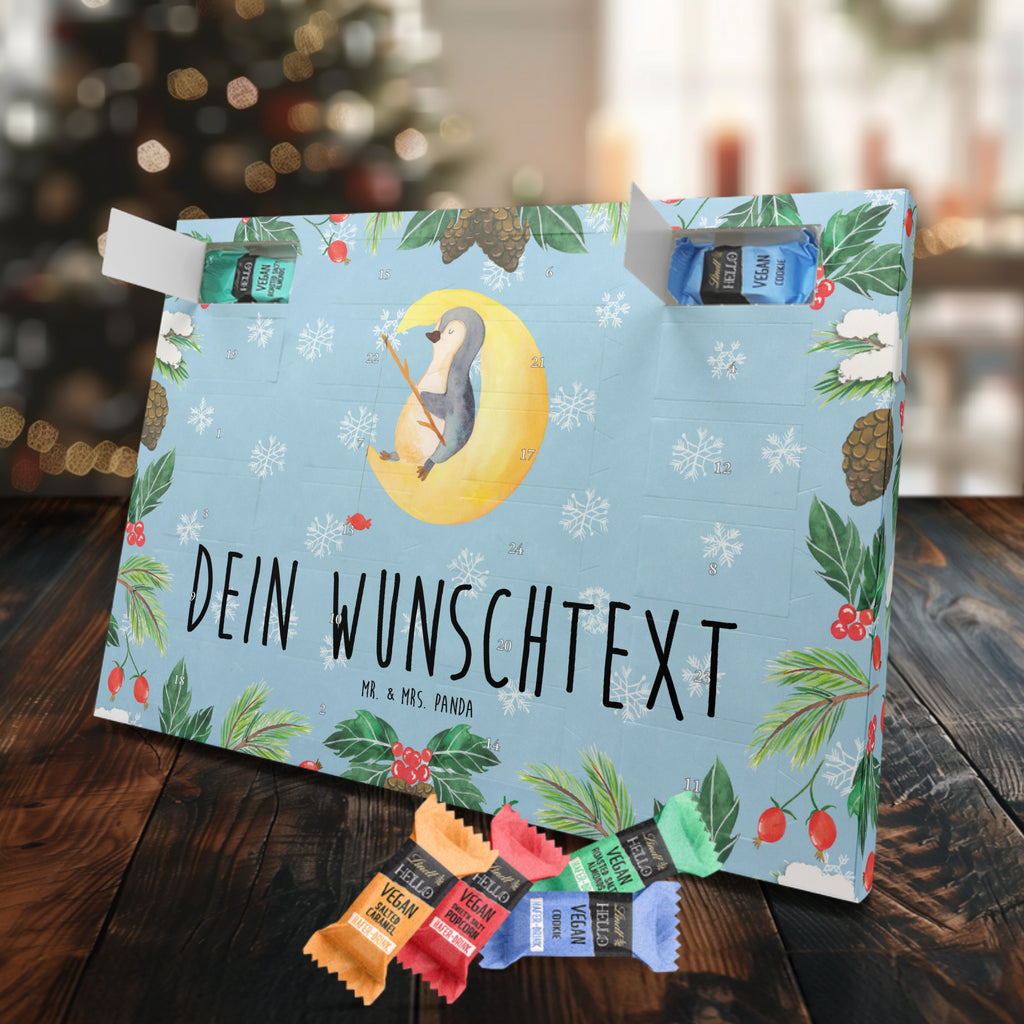 Personalisierter veganer Adventskalender Pinguin Mond Personalisierter veganer Adventskalender, Pinguin, Pinguine, Spruch, schlafen, Nachtruhe, Einschlafen, Schlafzimmer, Schlafstörungen, Gästezimmer