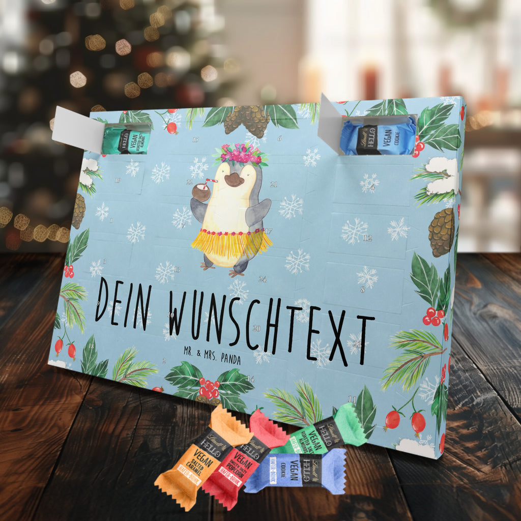 Personalisierter veganer Adventskalender Pinguin Kokosnuss Personalisierter veganer Adventskalender, Pinguin, Aloha, Hawaii, Urlaub, Kokosnuss, Pinguine