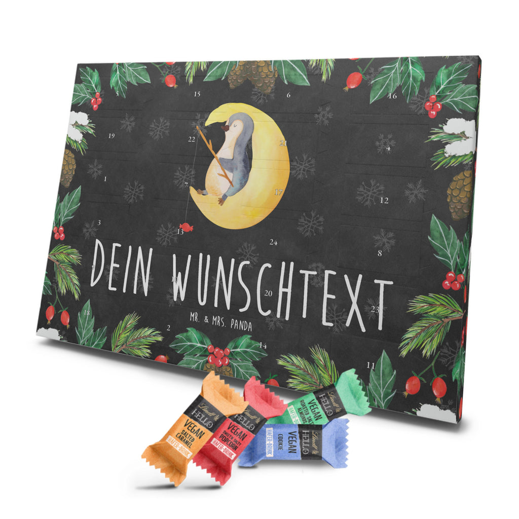 Personalisierter veganer Adventskalender Pinguin Mond Personalisierter veganer Adventskalender, Pinguin, Pinguine, Spruch, schlafen, Nachtruhe, Einschlafen, Schlafzimmer, Schlafstörungen, Gästezimmer