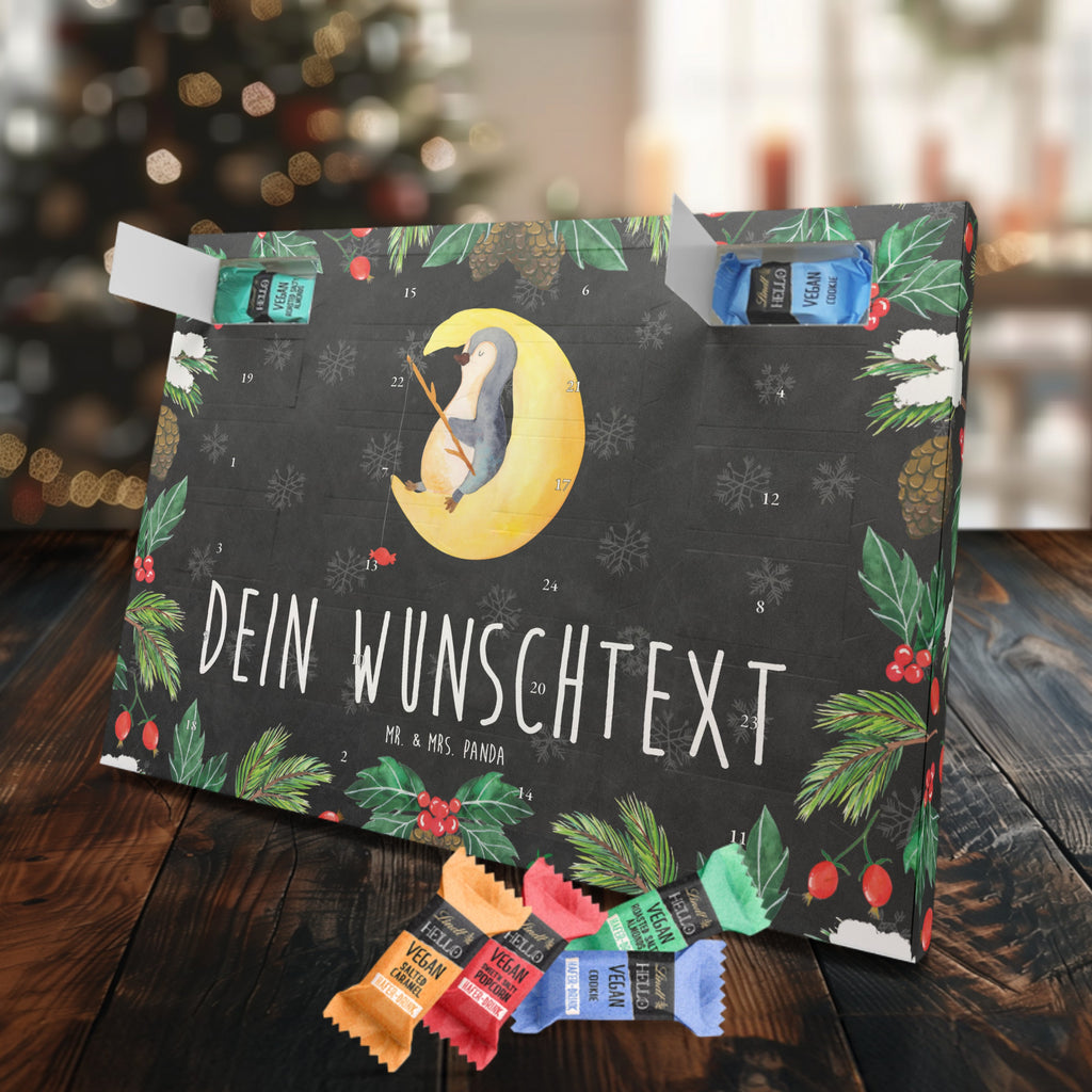 Personalisierter veganer Adventskalender Pinguin Mond Personalisierter veganer Adventskalender, Pinguin, Pinguine, Spruch, schlafen, Nachtruhe, Einschlafen, Schlafzimmer, Schlafstörungen, Gästezimmer