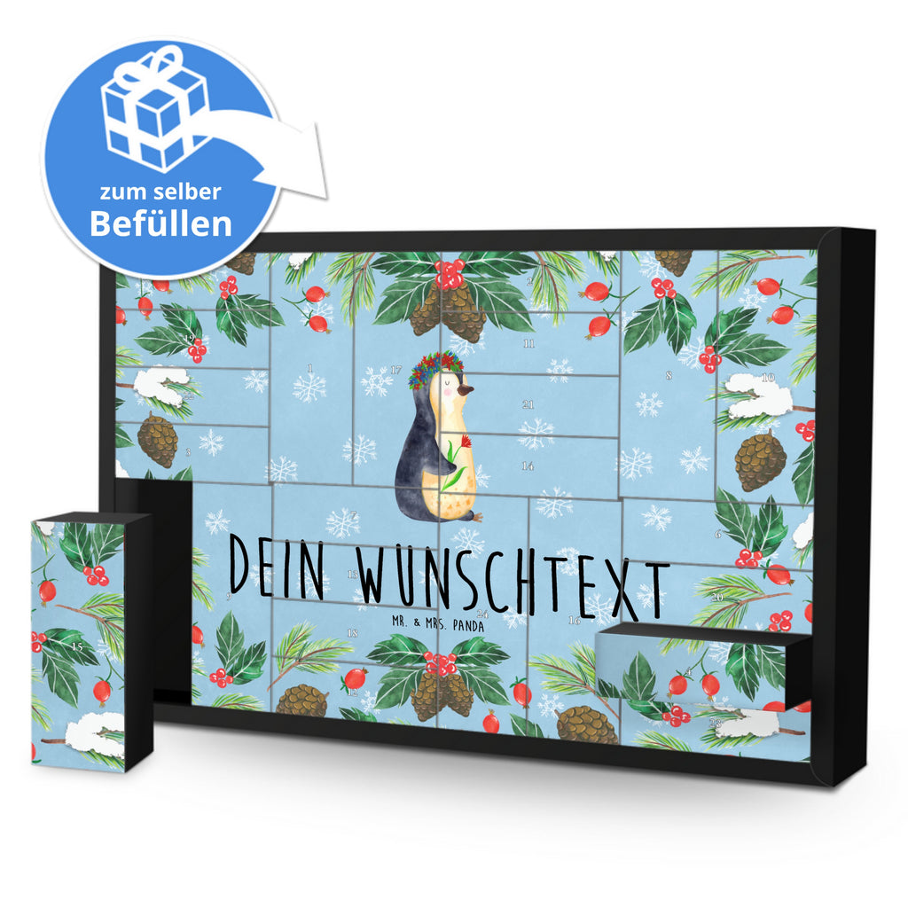 Personalisierter Befüllbarer Adventskalender Pinguin Blumen Befüllbarer Adventskalender, Adventskalender zum selbst befüllen, Pinguin, Pinguine, Blumenkranz, Universum, Leben, Wünsche, Ziele, Lebensziele, Motivation, Lebenslust, Liebeskummer, Geschenkidee