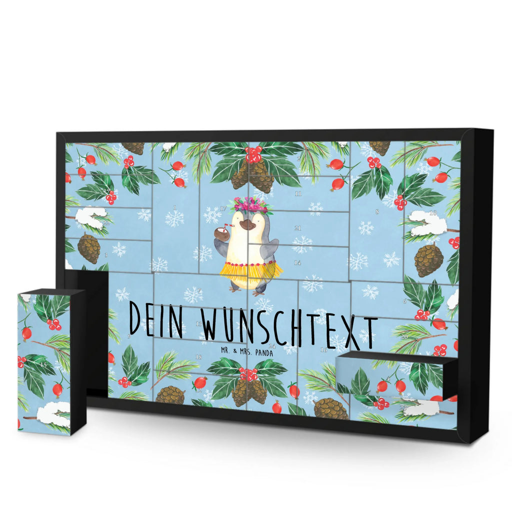 Personalisierter Befüllbarer Adventskalender Pinguin Kokosnuss Befüllbarer Adventskalender, Adventskalender zum selbst befüllen, Pinguin, Aloha, Hawaii, Urlaub, Kokosnuss, Pinguine