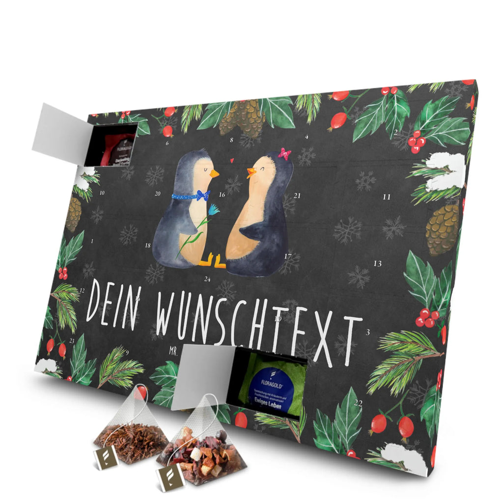 Personalisierter Tee Adventskalender Pinguin Pärchen Personalisierter Tee Adventskalender, Pinguin, Pinguine, Liebe, Liebespaar, Liebesbeweis, Liebesgeschenk, Verlobung, Jahrestag, Hochzeitstag, Hochzeit, Hochzeitsgeschenk, große Liebe, Traumpaar