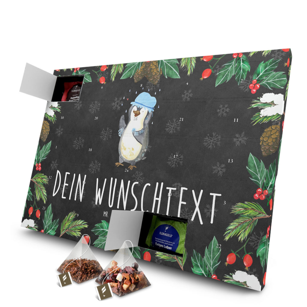 Personalisierter Tee Adventskalender Pinguin Duschen Personalisierter Tee Adventskalender, Pinguin, Pinguine, Dusche, duschen, Lebensmotto, Motivation, Neustart, Neuanfang, glücklich sein