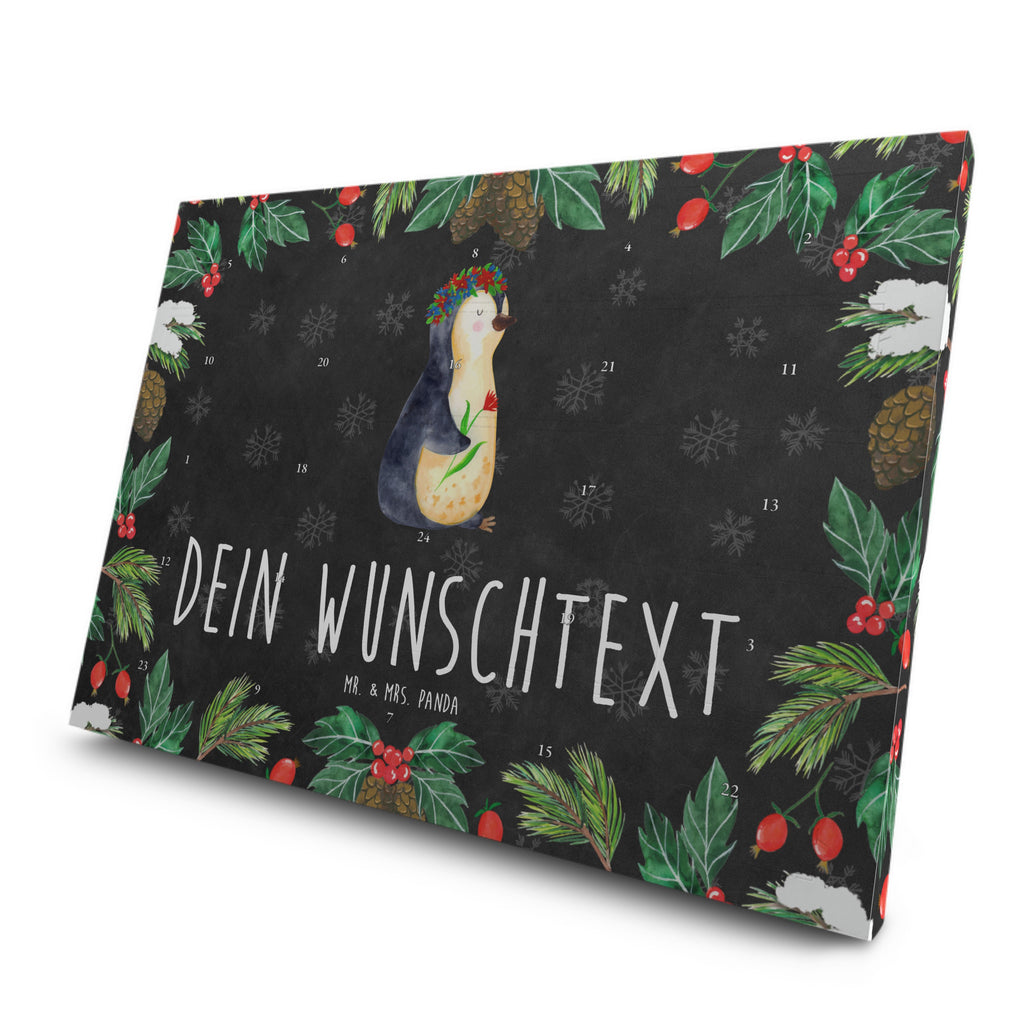 Personalisierter Tee Adventskalender Pinguin Blumen Personalisierter Tee Adventskalender, Pinguin, Pinguine, Blumenkranz, Universum, Leben, Wünsche, Ziele, Lebensziele, Motivation, Lebenslust, Liebeskummer, Geschenkidee