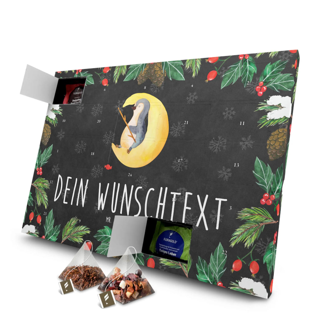 Personalisierter Tee Adventskalender Pinguin Mond Personalisierter Tee Adventskalender, Pinguin, Pinguine, Spruch, schlafen, Nachtruhe, Einschlafen, Schlafzimmer, Schlafstörungen, Gästezimmer