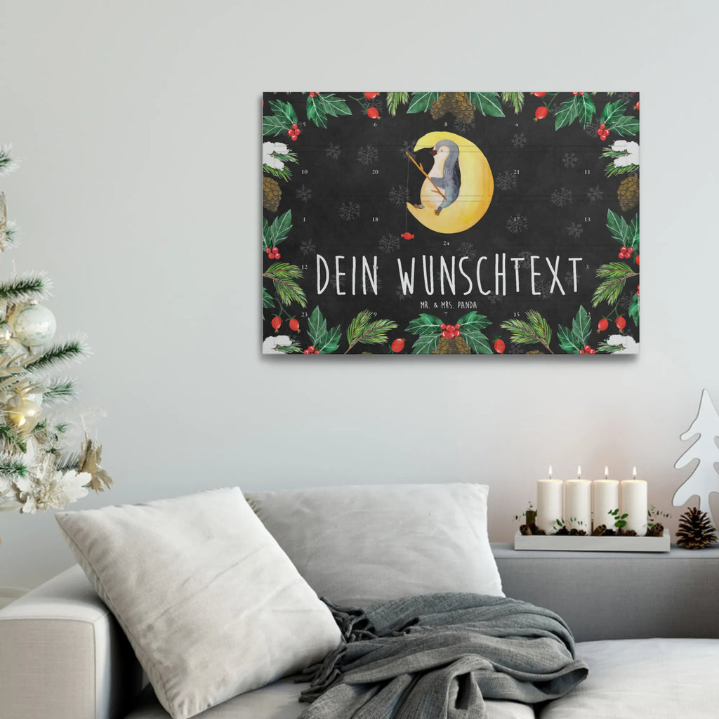 Personalisierter Tee Adventskalender Pinguin Mond Personalisierter Tee Adventskalender, Pinguin, Pinguine, Spruch, schlafen, Nachtruhe, Einschlafen, Schlafzimmer, Schlafstörungen, Gästezimmer