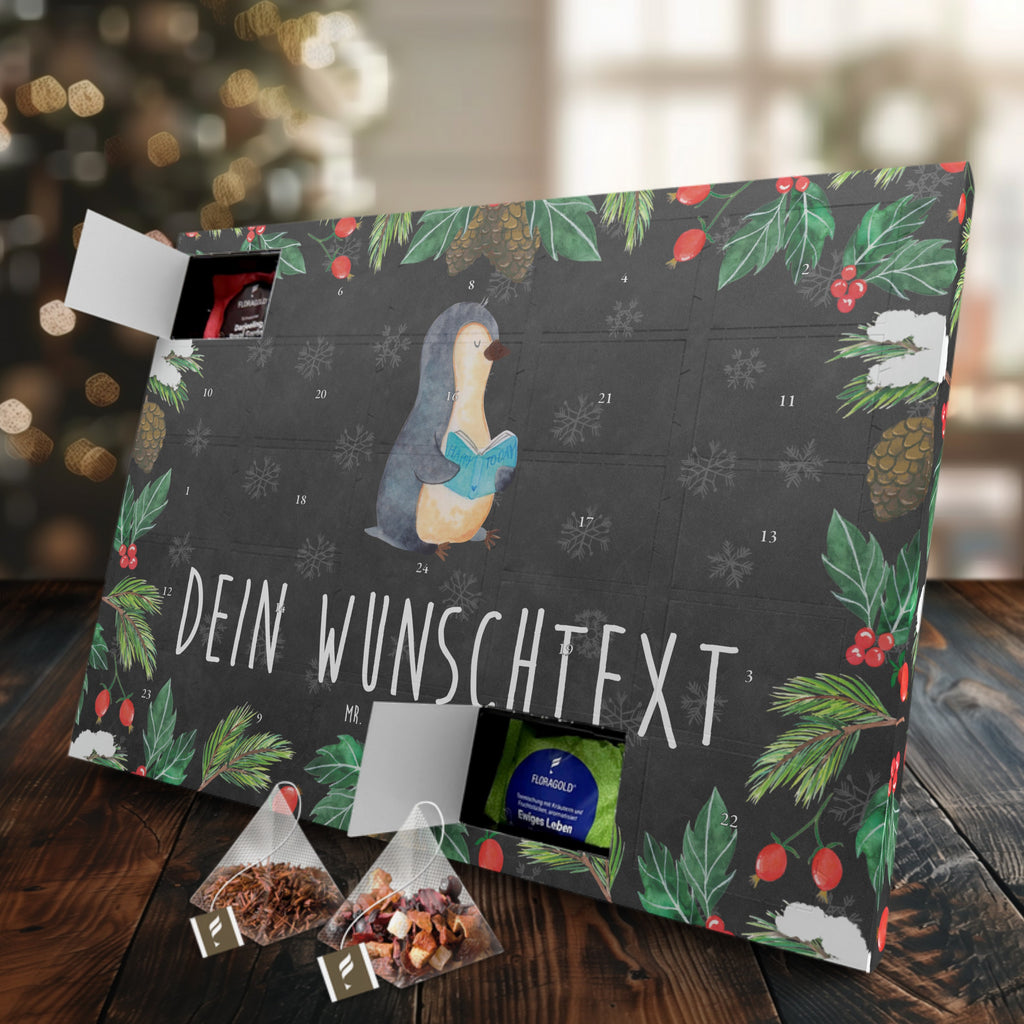 Personalisierter Tee Adventskalender Pinguin Buch Personalisierter Tee Adventskalender, Pinguin, Pinguine, Buch, Lesen, Bücherwurm, Nichtstun, Faulenzen, Ferien, Urlaub, Freizeit