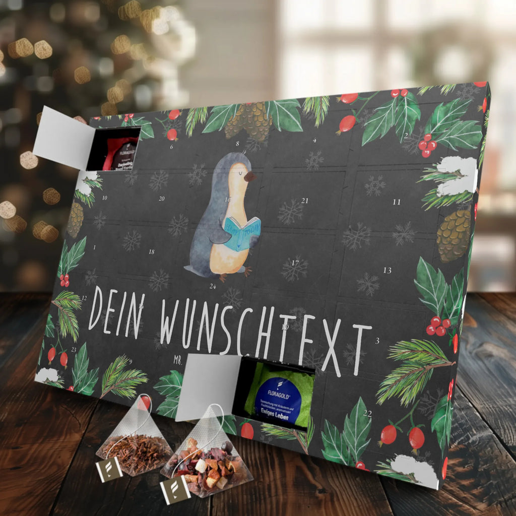 Personalisierter Tee Adventskalender Pinguin Buch Personalisierter Tee Adventskalender, Pinguin, Pinguine, Buch, Lesen, Bücherwurm, Nichtstun, Faulenzen, Ferien, Urlaub, Freizeit