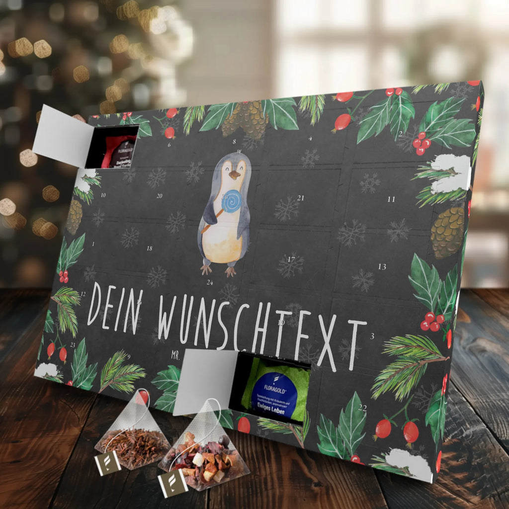 Personalisierter Tee Adventskalender Pinguin Lolli Personalisierter Tee Adventskalender, Pinguin, Pinguine, Lolli, Süßigkeiten, Blödsinn, Spruch, Rebell, Gauner, Ganove, Rabauke