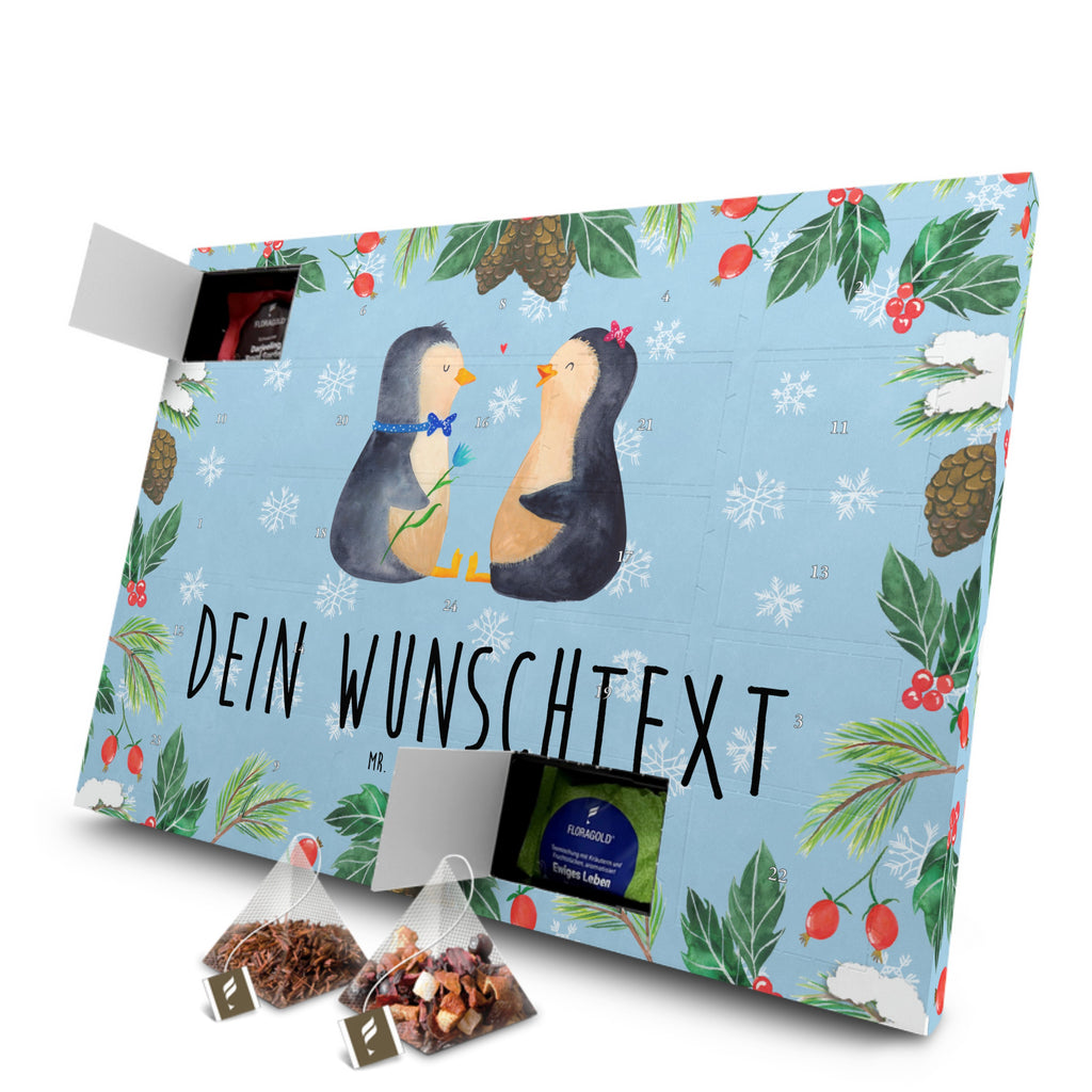 Personalisierter Tee Adventskalender Pinguin Pärchen Personalisierter Tee Adventskalender, Pinguin, Pinguine, Liebe, Liebespaar, Liebesbeweis, Liebesgeschenk, Verlobung, Jahrestag, Hochzeitstag, Hochzeit, Hochzeitsgeschenk, große Liebe, Traumpaar