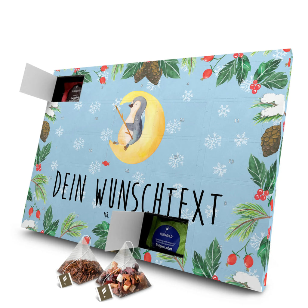 Personalisierter Tee Adventskalender Pinguin Mond Personalisierter Tee Adventskalender, Pinguin, Pinguine, Spruch, schlafen, Nachtruhe, Einschlafen, Schlafzimmer, Schlafstörungen, Gästezimmer