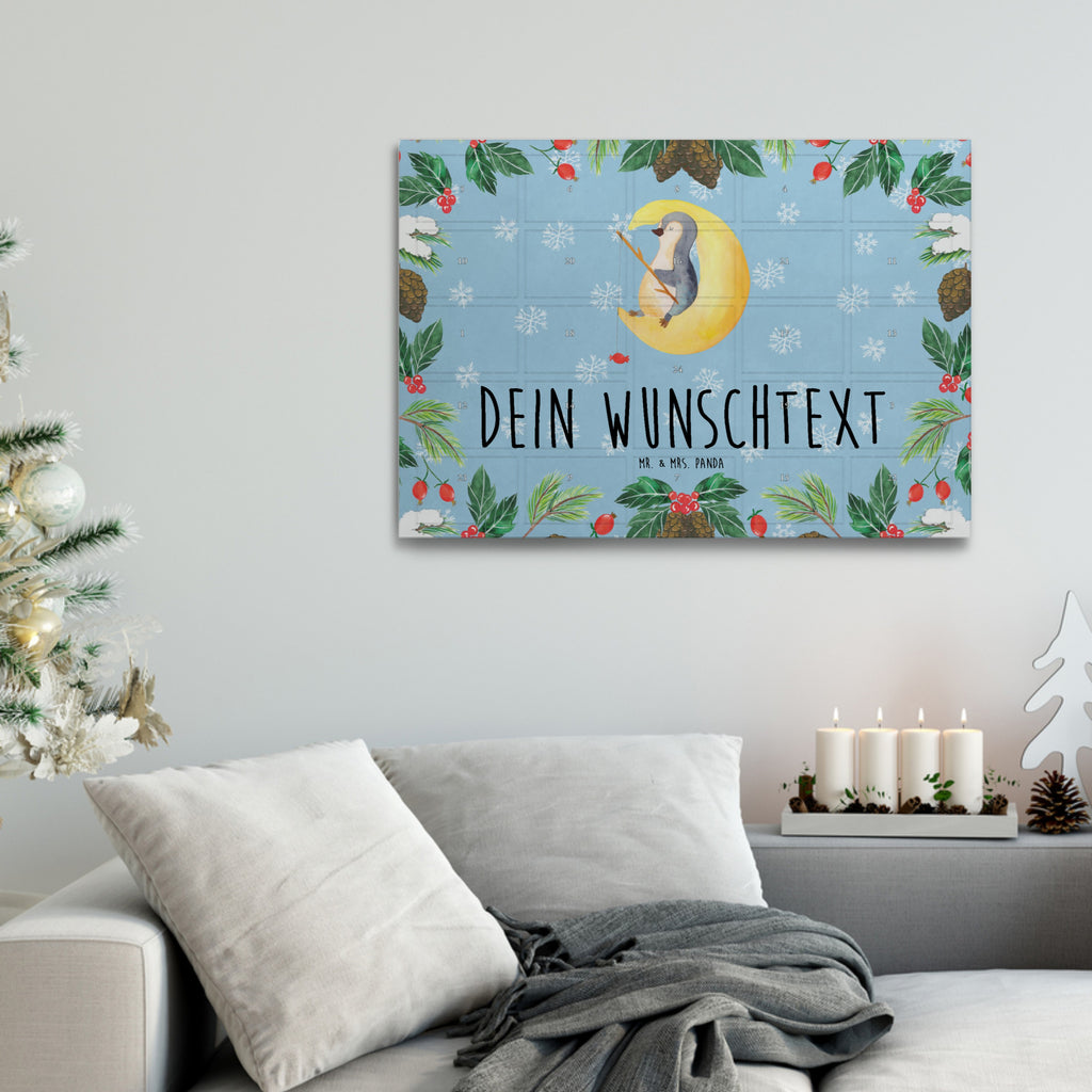 Personalisierter Tee Adventskalender Pinguin Mond Personalisierter Tee Adventskalender, Pinguin, Pinguine, Spruch, schlafen, Nachtruhe, Einschlafen, Schlafzimmer, Schlafstörungen, Gästezimmer