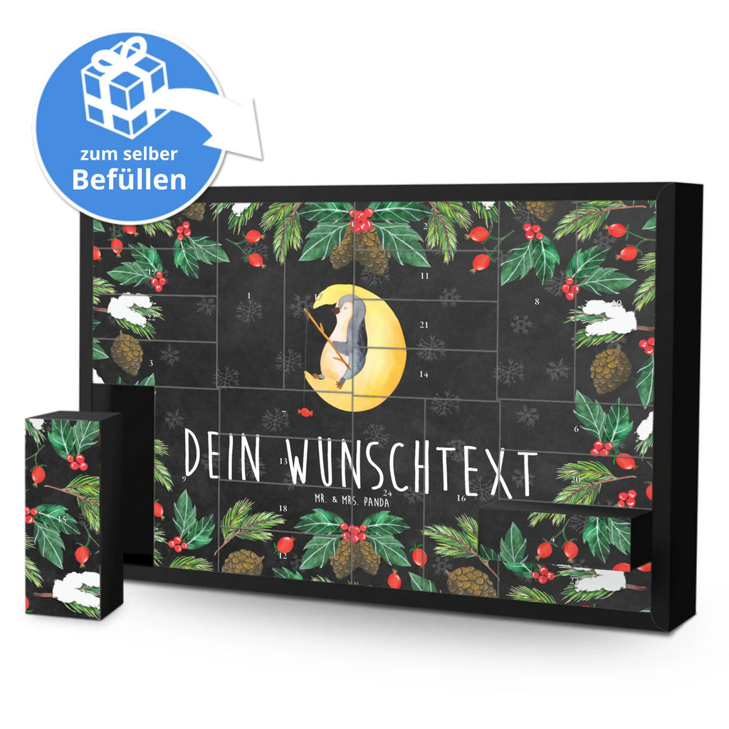 Personalisierter Befüllbarer Adventskalender Pinguin Mond Befüllbarer Adventskalender, Adventskalender zum selbst befüllen, Pinguin, Pinguine, Spruch, schlafen, Nachtruhe, Einschlafen, Schlafzimmer, Schlafstörungen, Gästezimmer