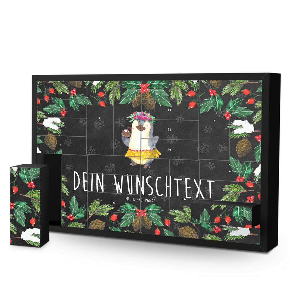 Personalisierter Befüllbarer Adventskalender Pinguin Kokosnuss Befüllbarer Adventskalender, Adventskalender zum selbst befüllen, Pinguin, Aloha, Hawaii, Urlaub, Kokosnuss, Pinguine