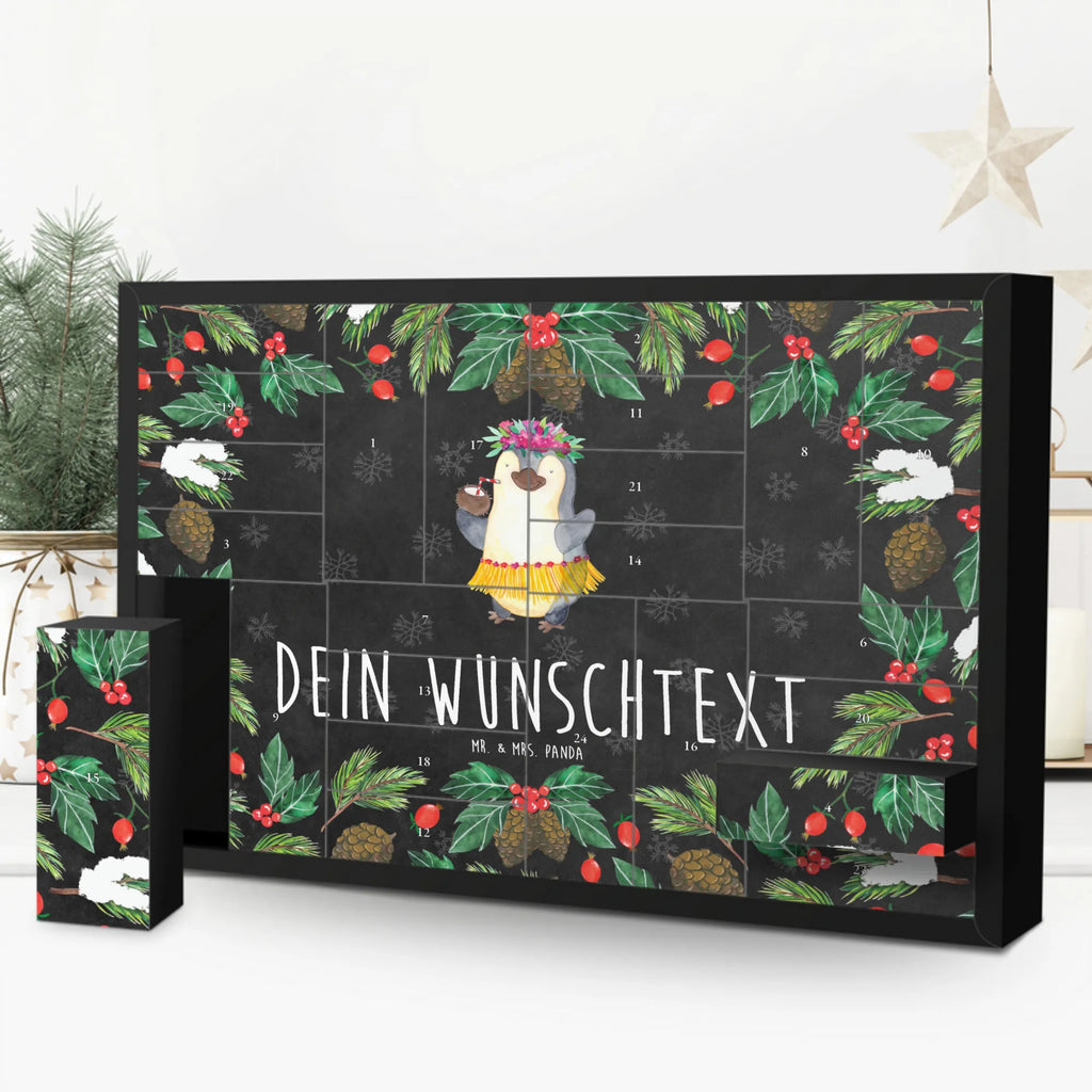 Personalisierter Befüllbarer Adventskalender Pinguin Kokosnuss Befüllbarer Adventskalender, Adventskalender zum selbst befüllen, Pinguin, Aloha, Hawaii, Urlaub, Kokosnuss, Pinguine