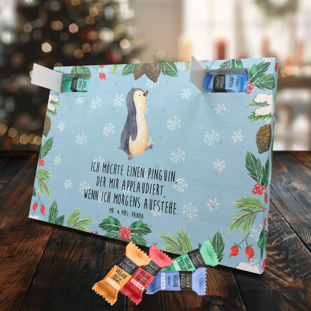 Veganer Adventskalender Pinguin marschieren Schokoladen Adventskalender, Pinguin, Pinguine, Frühaufsteher, Langschläfer, Bruder, Schwester, Familie