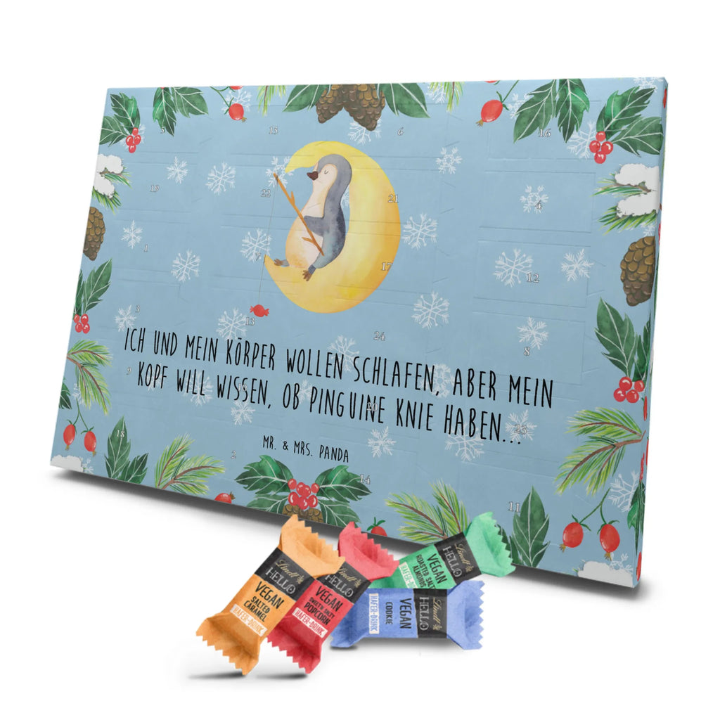 Veganer Adventskalender Pinguin Mond Schokoladen Adventskalender, Pinguin, Pinguine, Spruch, schlafen, Nachtruhe, Einschlafen, Schlafzimmer, Schlafstörungen, Gästezimmer