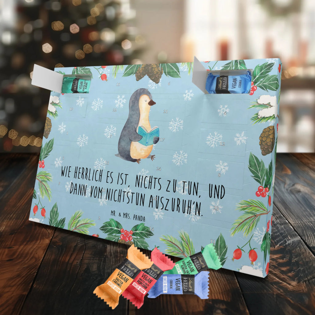 Veganer Adventskalender Pinguin Buch Schokoladen Adventskalender, Pinguin, Pinguine, Buch, Lesen, Bücherwurm, Nichtstun, Faulenzen, Ferien, Urlaub, Freizeit