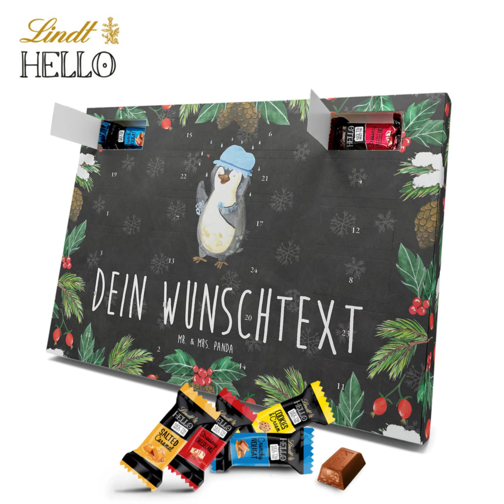 Personalisierter Markenschokolade Adventskalender Pinguin Duschen Personalisierter Adventskalender, Pinguin, Pinguine, Dusche, duschen, Lebensmotto, Motivation, Neustart, Neuanfang, glücklich sein