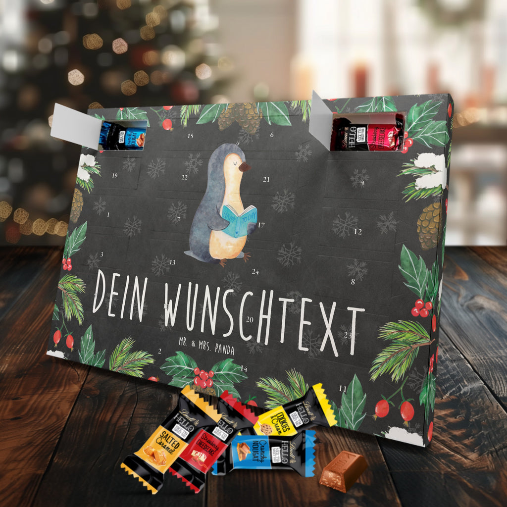 Personalisierter Markenschokolade Adventskalender Pinguin Buch Personalisierter Adventskalender, Pinguin, Pinguine, Buch, Lesen, Bücherwurm, Nichtstun, Faulenzen, Ferien, Urlaub, Freizeit